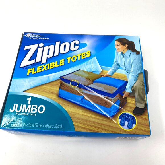 Ziploc Flexible Tote 1 Jumbo Zip Transparent Bag 22 Gallon Storage Organization - Picture 3 of 5